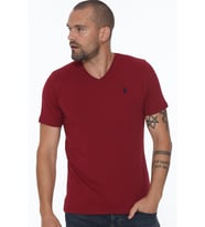 Dewberry Erkek Pamuklu V Yaka Tişört Bordo T8568 Jean ve Şort Kombini, Günlük Üst Giyim, Seyahat Gardırobu