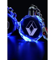 Renault  Logolu 2D Patlatma Kristal Led Işıklı Anahtarlık, Araba Anahtarlığı