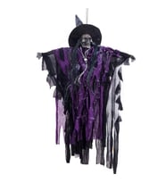 Halloween Askılı Kurukafa Mor Elbiseli Sesli Dekor Süs