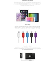 3Dk33 Micro USB Kablosu, 1 metre,Siyah