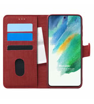 Microsonic Samsung Galaxy S21 FE Kılıf Fabric Book Wallet Kırmızı