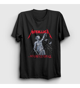 Presmono Unisex Siyah Lady Justice Metallica T-Shirt 66923tt