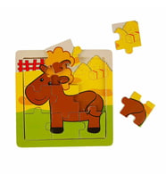 S00002907 Wooden Puzzle Animals 9 Pcs 3 Ast