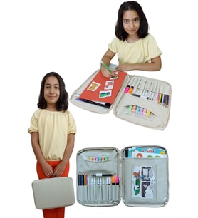 Resim Çantası Kalemlikli Defter Boya Malzemeleri Aktivite Çantası Unisex Çok Amaçlı Çanta