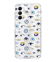 PrintiFy Samsung Galaxy M23 ile Uyumlu Nazar Boncuğu 2 Baskılı Kamera Korumalı Şeffaf Silikon Kılıf