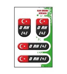 Gogo Kan Grubu 0 Rh(+) Siyah Dörtlü Damla Etiket I