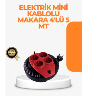 Kırmızı Renk 5 Metre 4’Lü Kablolu Priz Makarası