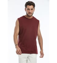Erkek Kolsuz Bisiklet Yaka Düz Regular Tshırt SPR25AT940 (Burgundy)