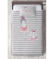 MEKTA HOME BEBEK VE ÇOCUK ODASI Tavşanlı Balerin Kız Desenli Yatak Örtüsü