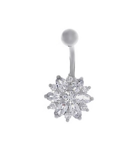 Kadın Çiçek Model Çelik Piercing (Gümüş)