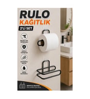 Siyah Yapışkanlı Rulo Kağıt Tutucu 2’li Set