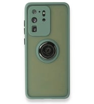 Durukar® Samsung Galaxy S20 Ultra Kılıf Montreal Yüzüklü Silikon Kapak - Yeşil