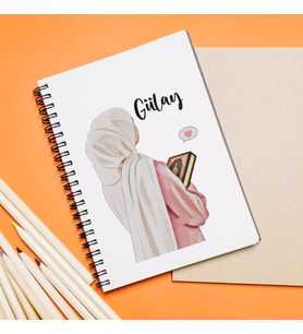 Kız Karakter Tasarımlı Defter Kişiye Özel