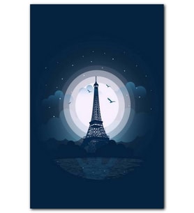 Cakatablo Gece Paris Eyfel Kulesi Çizimi MDF Tablo