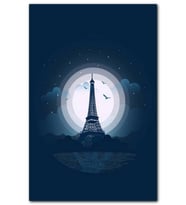 Cakatablo Gece Paris Eyfel Kulesi Çizimi MDF Tablo