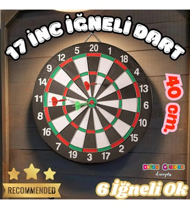 17 inc. İğneli Dart Tahtası Seti (40 cm.) - Oyuncak Dart Seti - İğneli Dart Oyuncak - Dart Oyunu Set