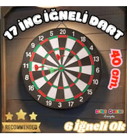 17 inc. İğneli Dart Tahtası Seti (40 cm.) - Oyuncak Dart Seti - İğneli Dart Oyuncak - Dart Oyunu Set