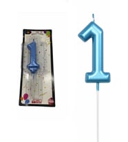 1 YAŞ PARLAK AÇIK MAVİ ŞIK MUM 12 CM