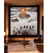 Yanardağ Temalı El Yapımı Akrilik Tuval Tablo - 60 x 60 cm