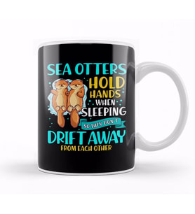 Sea Otters Hold Hands When Sleeping Cute Otter Kupa Bardak Porselen