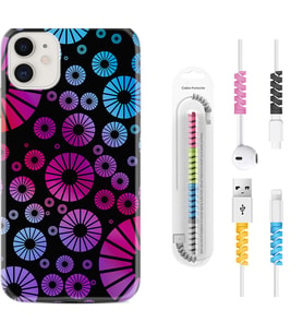 Apple iPhone 11 12 13 Mini Kılıf Kablo Koruma Spiral Silikon Daireler 1751
