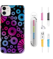 Apple iPhone 11 12 13 Mini Kılıf Kablo Koruma Spiral Silikon Daireler 1751