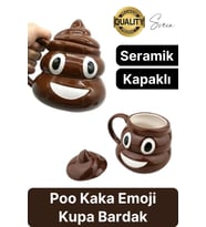 Özel Üretim Poo Kaka Emoji Kupa Bardak Esprili Eğlenceli Kapaklı Komik Karikatür Gülücük 3D Seramik