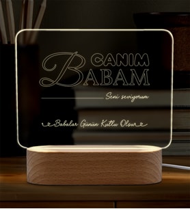 Kişiye Özel Baba LED Gece Lambası – Canım Babam Tasarımlı Babalar Günü Hediyesi - Babaya Doğum Günü Hediyesi