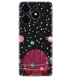 Tecno Spark 10 Pro Kılıf Resimli Desenli Baskılı Silikon Space Woman 1311