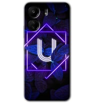 Xiaomi Redmi 13C Kılıf HD Desen Baskılı Kılıf - Dark Neon Yaprak U Harfi
