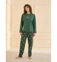Mihra Kadın %100 Pamuk Bisiklet Yaka Uzun Kol İnce Pijama Takımı 90762Y - 1 Adet