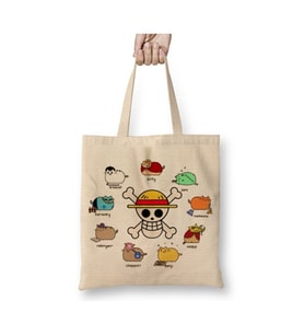 One Piece Cats Kediler Karakterler Beyaz Bez Çanta Uzun Saplı Alışveriş Çantası Plaj Çantası