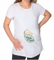 BK Gift Peek A Boo Tasarımlı Beyaz Hamile Tişört-1