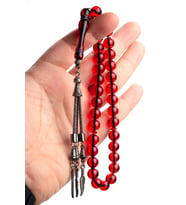 10mm Küre Kesim Kırmızı Toz Kehribar Tesbih