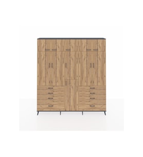 Arges Gardrop 8 Raflı 8 Çekmeceli 3 Askılı 220x30x243 Antrasit-Çam