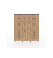 Arges Gardrop 8 Raflı 8 Çekmeceli 3 Askılı 220x30x243 Antrasit-Çam