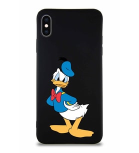 Apple iPhone XS Max Soft Premier Kapak Donald Duck-D Tasarımlı Silikon Kılıf - Siyah (Şeffaf)