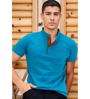 T9560 DEWBERRY T-SHIRT-KOYU TURKUAZ