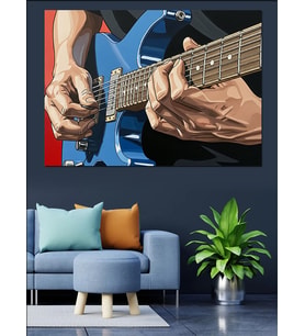 Gitar Çalan Karizmatik Müzisyen Eli Dekoratif Kanvas - Mdf Ahşap Tablo