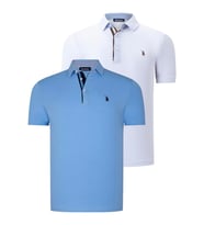 İKİLİ SET T8582 DEWBERRY ERKEK T-SHIRT-BEYAZ-AÇIK MAVİ (Karışık)