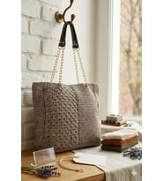 ​El Örgüsü Lüks Omuz Çantası - Kahve & Işıltılı Kahve 40*35 cm (Y.Kahve)