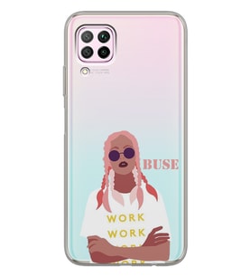 Huawei Pink Hair Tasarımlı Şeffaf Telefon Kılıfı