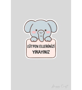 Fil Sticker Lütfen Ellerinizi Yıkayınız Etiketi
