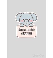 Fil Sticker Lütfen Ellerinizi Yıkayınız Etiketi