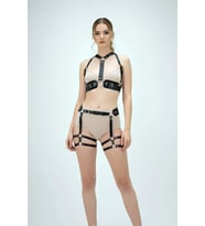 Mulvxbrf Brf02 Siyah Harness Takım Deri Zımba Detaylı Vücut Aksesuarı - Brf1016 (Mulvix)
