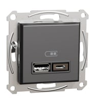 EPH2700371 Schneider Asfora İkili USB Priz Type A+C, 2.4A – Antrasit