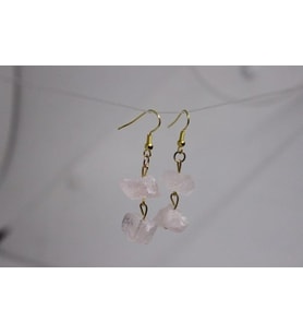 Pembe Kuvars Ham Taş Küpe (açık pembe )