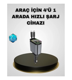 Mey İthalat® Araç Şarj Adaptörü 66W PD QC Hızlı Şarjlı ve Çekilebilir Kablolu