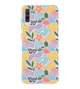 Samsung Galaxy A70s ile Uyumlu 1mm Kapak Memphis Desen Tasarımlı Şeffaf Silikon Kılıf