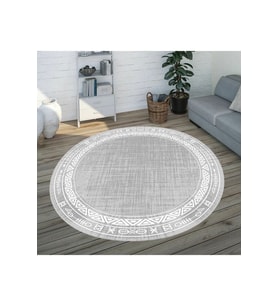 Eliana Home Baskılı, Yıkanabilir Kaymaz Taban Yuvarlak Halı LNA7315-SD563 120x120 cm (Gri)